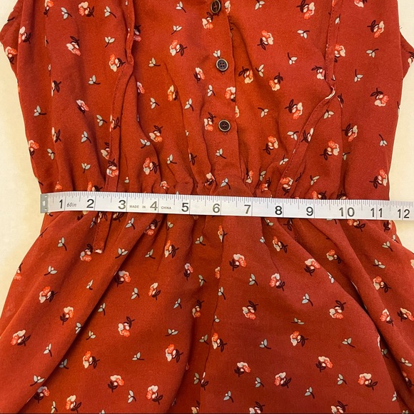 Fall Floral Open Back Halter Top Lace Button-Up Dress - Picture 9 of 10